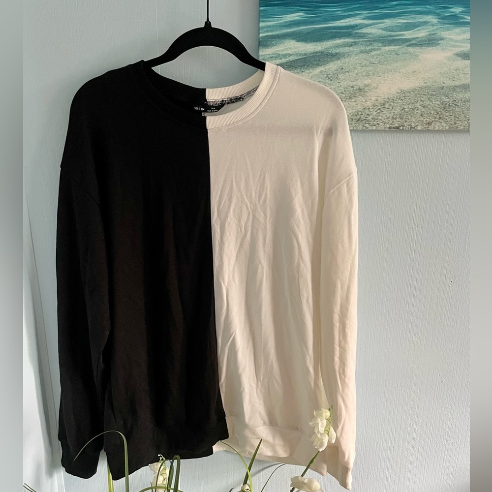 Shein Mens Color Block Drop Shoulder Pullover Size Medium